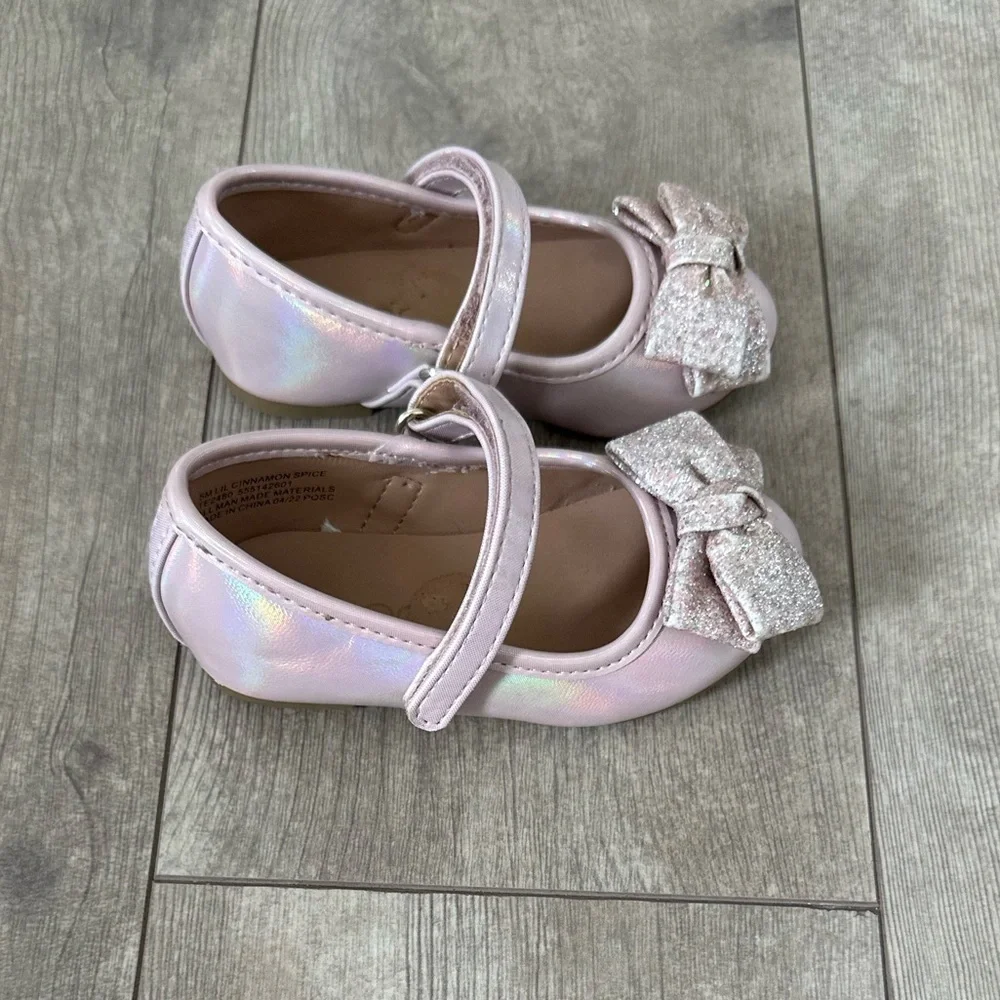Sugar Toddler Girl Glitter Ribbon Dress Shoes Size 5 EUC